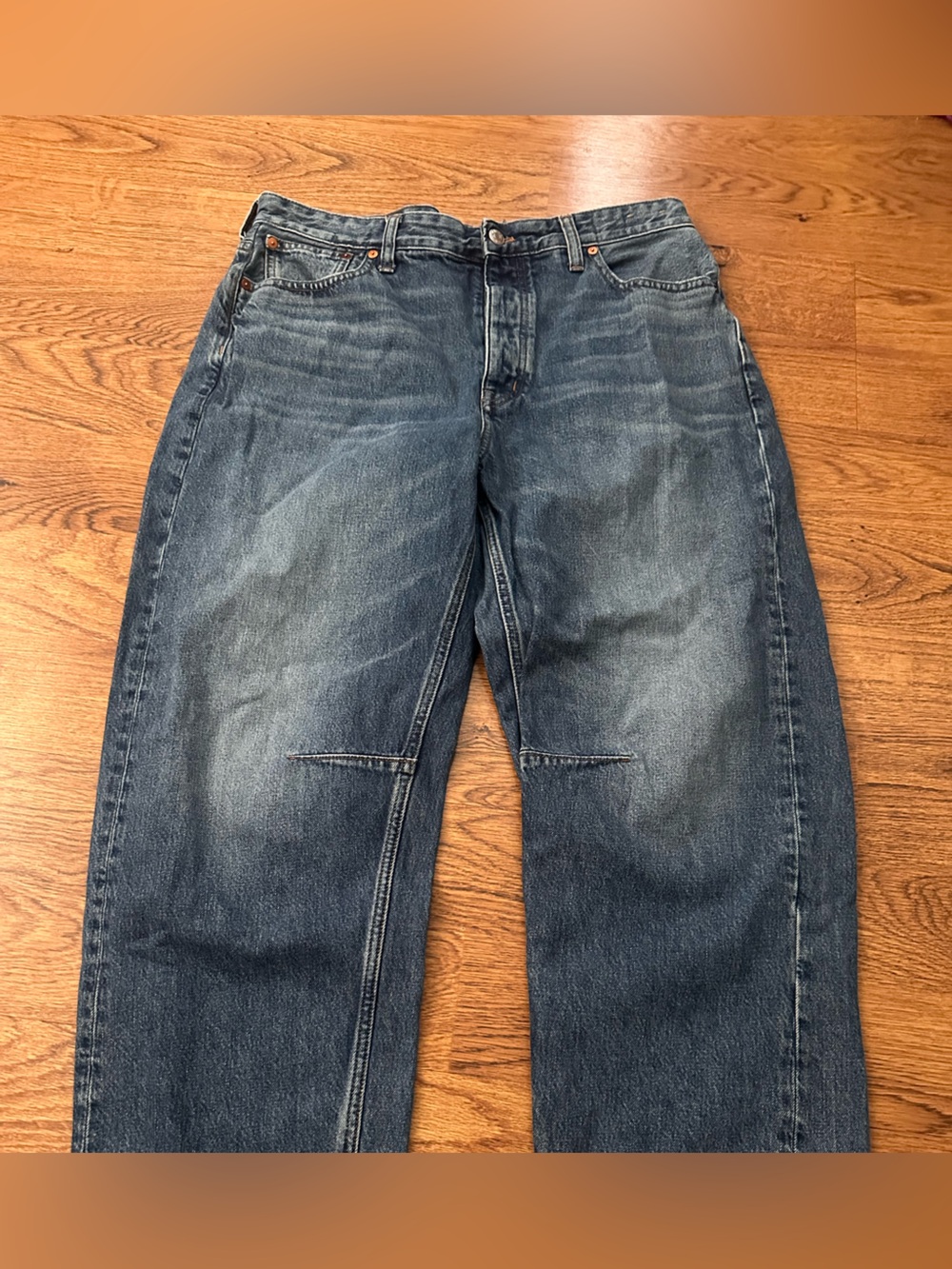 Madewell Dark Blue The Darted Barrel Leg Jeans size 30 baggy - Picture 4 of 7